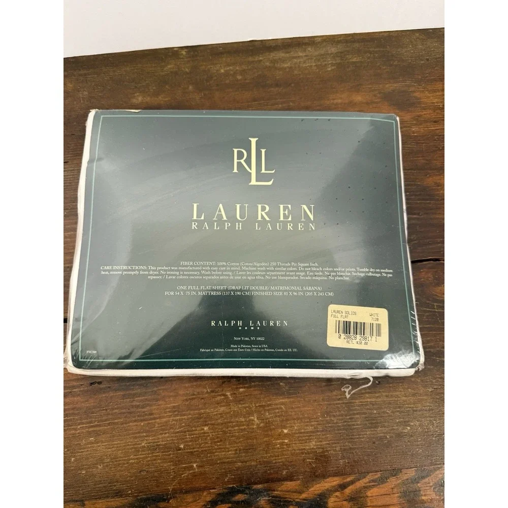 Vintage‎ RALPH LAUREN RARE FULL FLAT 250 Thread Count WHITE SHEET NEW